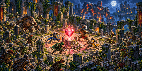 Heroes defending the Heart Crystal